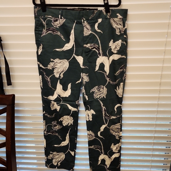 Banana Republic Reegan Floral Print Pants in Green and White sz 14 - Picture 1 of 9